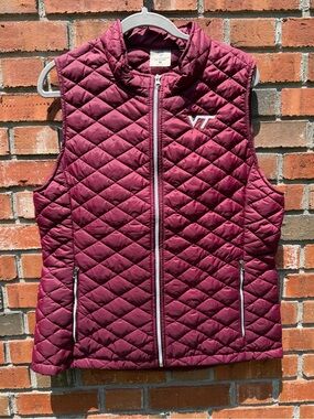 Virginia Tech Quilted Maroon Puffer Vest with Zip Size XL